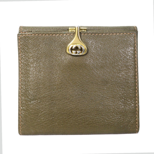 OLD Gucci　総革２つ折れ財布（オリーブグリーン）