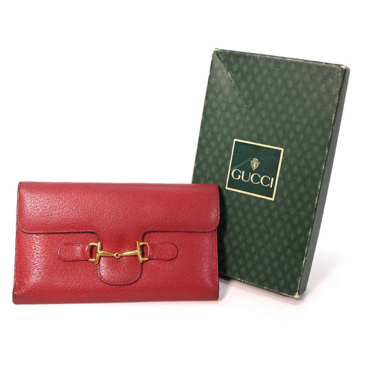 OLD Gucci ＜訳アリ＞ホースビット金具長財布（赤・総革）