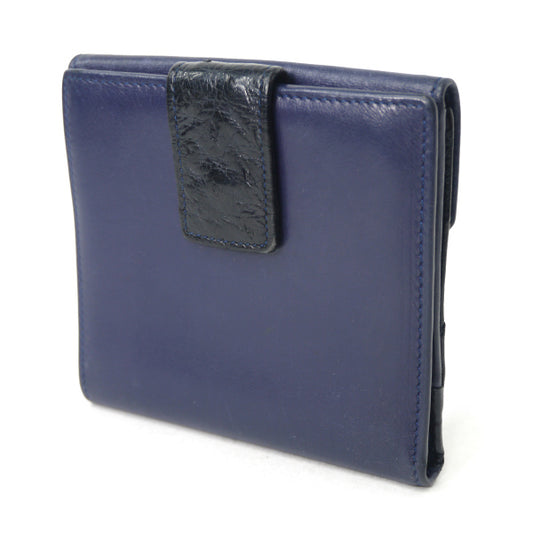 OLD Gucci オーストリッチ×スムースレザー折財布（紺）