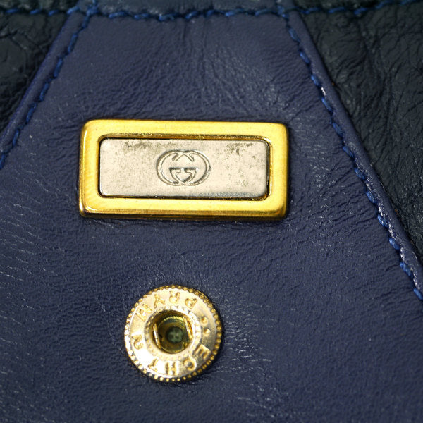 OLD Gucci オーストリッチ×スムースレザー折財布（紺）