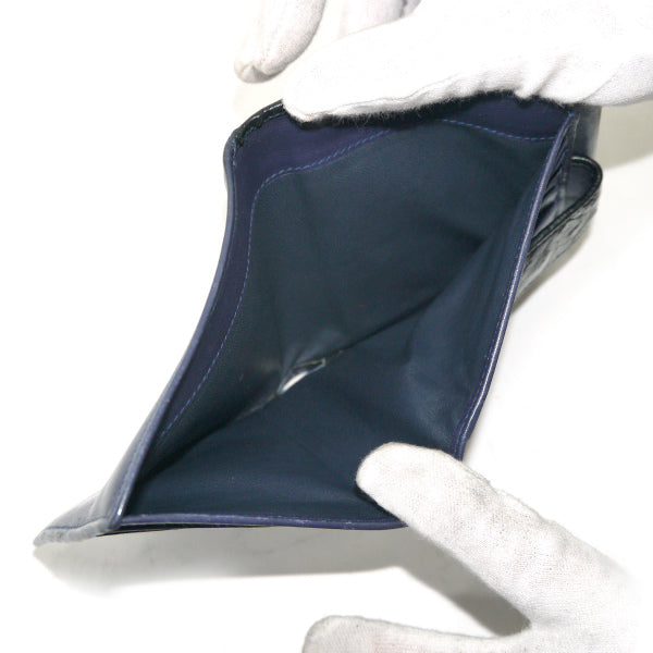 OLD Gucci オーストリッチ×スムースレザー折財布（紺）