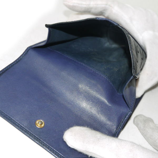 OLD Gucci オーストリッチ×スムースレザー折財布（紺）