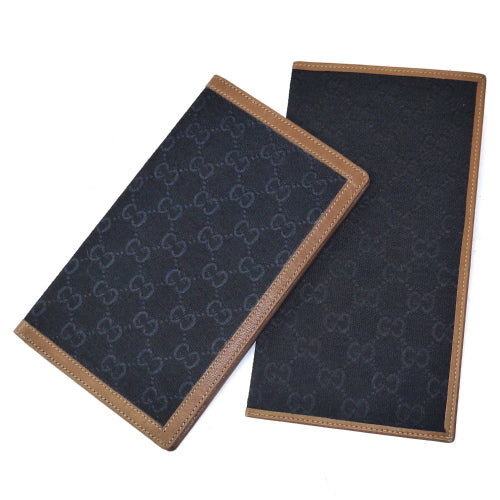 OLD Gucci  札入れ長財布&小切手ケース（キャメル・黒ジャガード）