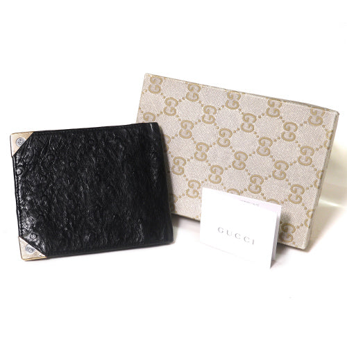 OLD Gucci オーストリッチ２つ折れ財布（黒）