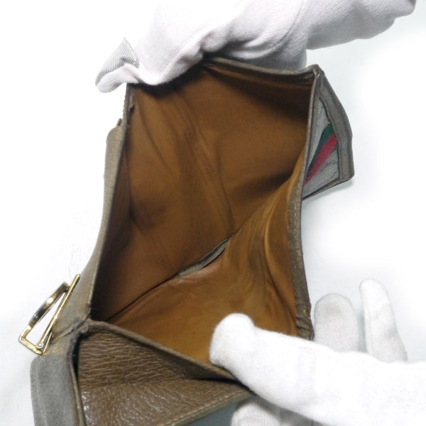 OLD Gucci GG留め具シェリー折財布（茶）