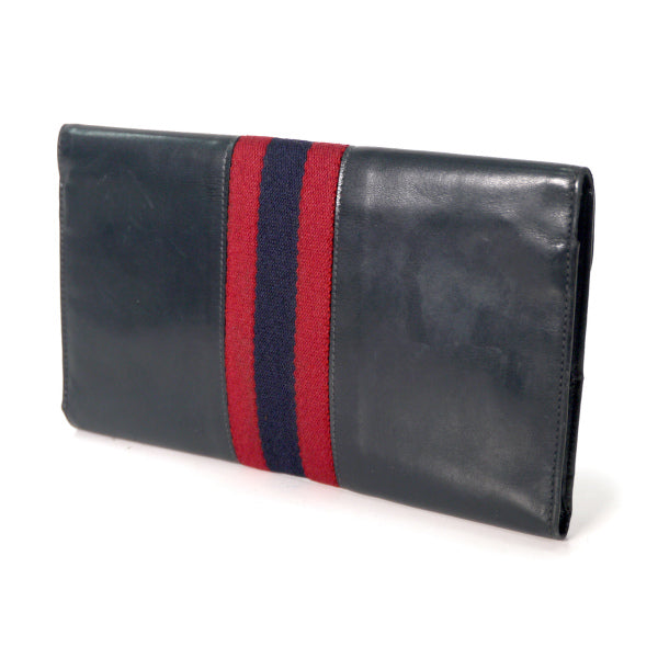 OLD Gucci シェリーライン長財布（総革・紺）