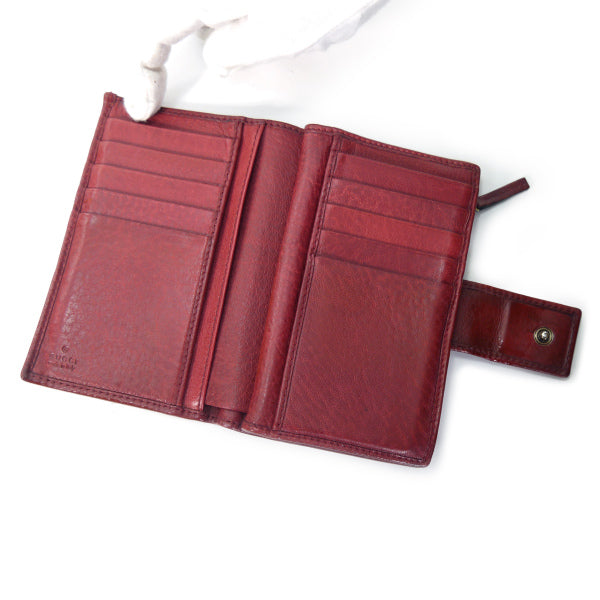 Gucci 　総革インターロッキングG２つ折れ財布（赤/箱付き）