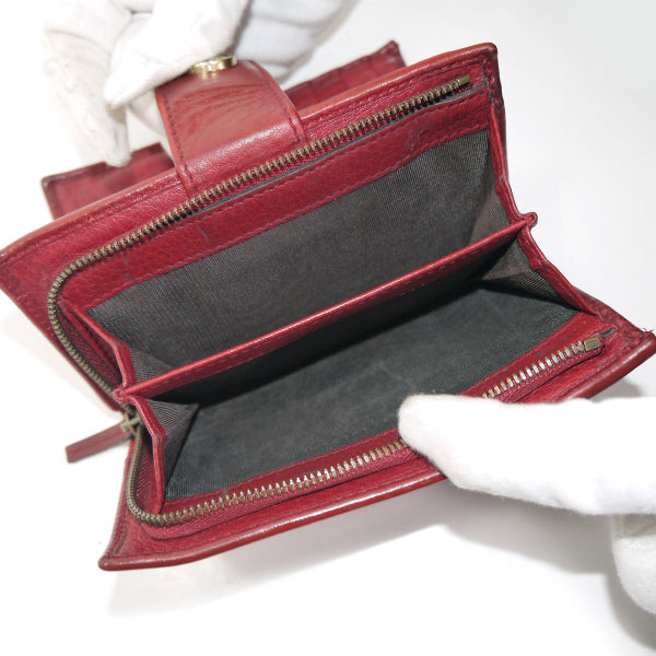 Gucci 　総革インターロッキングG２つ折れ財布（赤/箱付き）