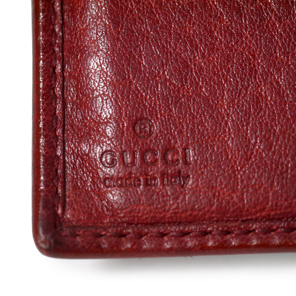 Gucci 　総革インターロッキングG２つ折れ財布（赤/箱付き）