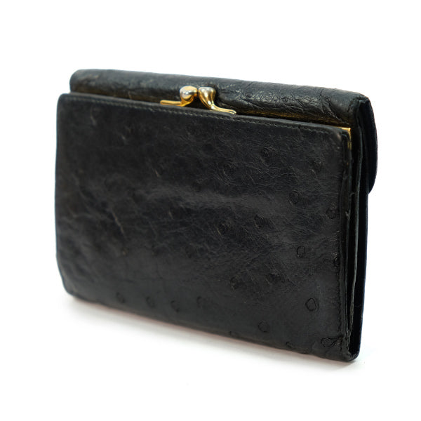 OLD Gucci オーストリッチがま口ホースビット金具財布(黒)