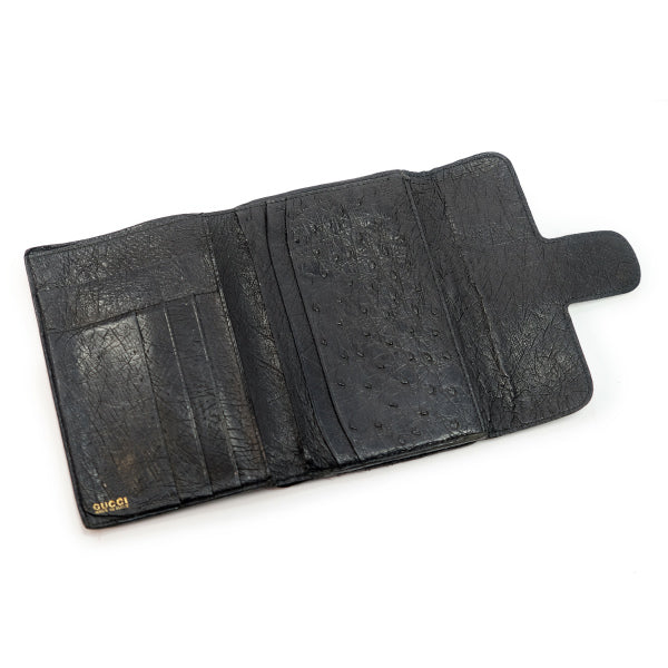 OLD Gucci オーストリッチがま口ホースビット金具財布(黒)