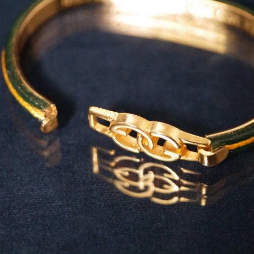 OLD Gucci 24金×革GGバングル（緑）