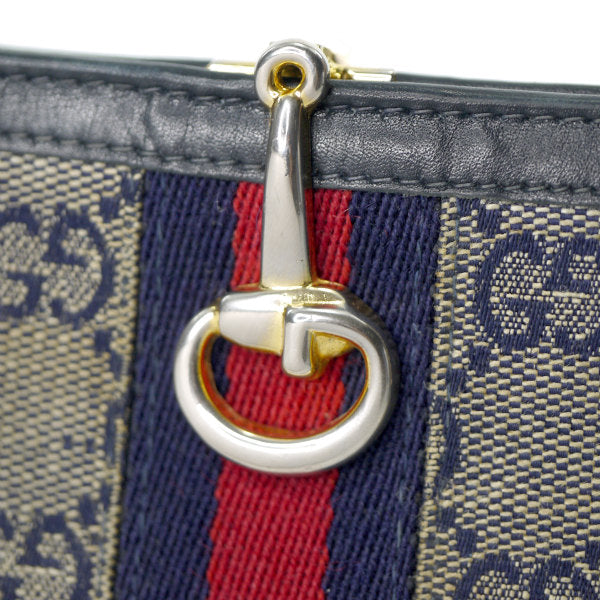 OLD Gucci  ビット金具２つ折れ財布（青・ジャガード）