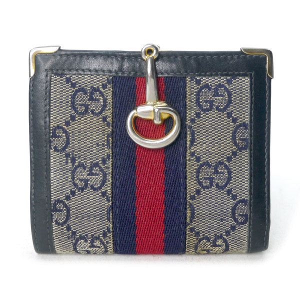 OLD Gucci  ビット金具２つ折れ財布（青・ジャガード）