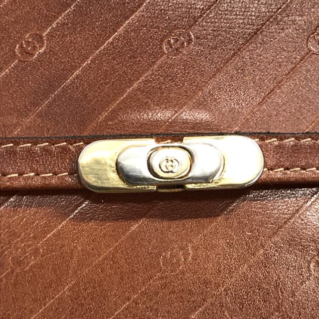 OLD Gucci マイクロ流れ星２つ折れ財布（茶・総革）
