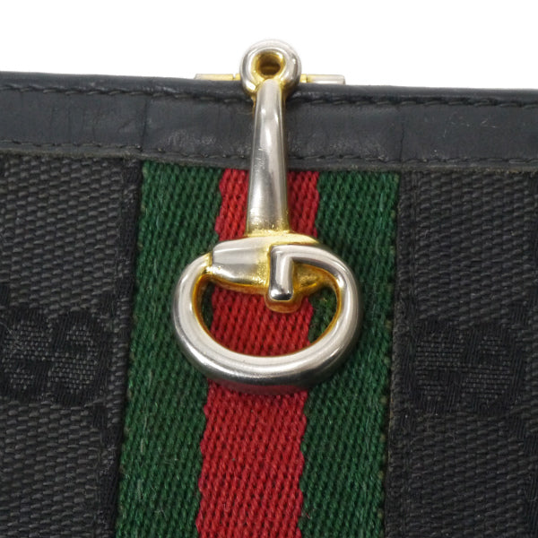 OLD Gucci  ビット留め具シェリー折財布（黒・ジャガード）