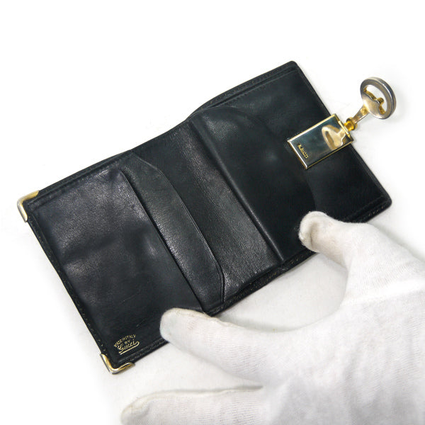 OLD Gucci  ビット留め具シェリー折財布（黒・ジャガード）