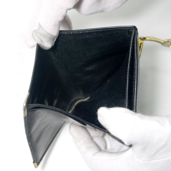 OLD Gucci  ビット留め具シェリー折財布（黒・ジャガード）