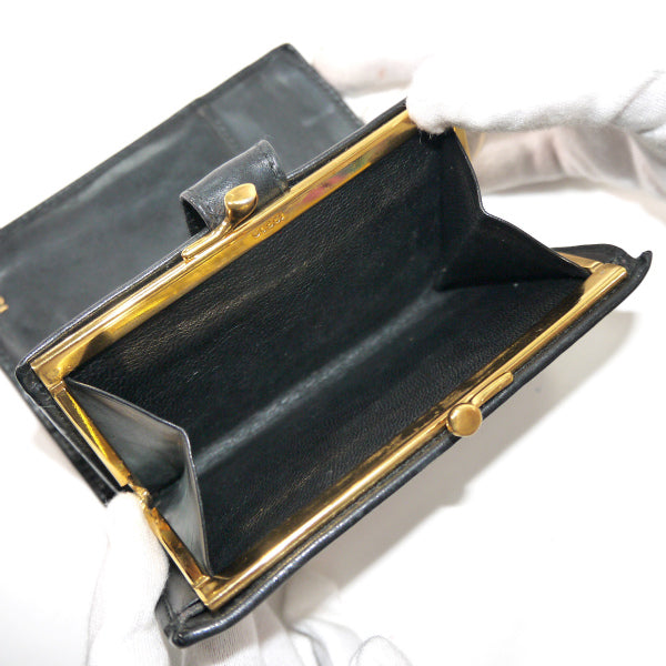 OLD Gucci　総革ホースビットがま口財布（黒）