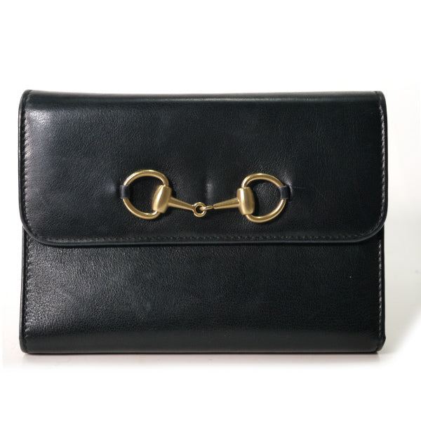 OLD Gucci　総革ホースビットがま口財布（黒）