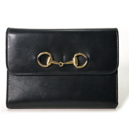 OLD Gucci　総革ホースビットがま口財布（黒）