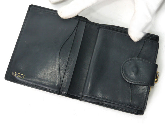 OLD Gucci　総革がま口シェリー折財布（黒）