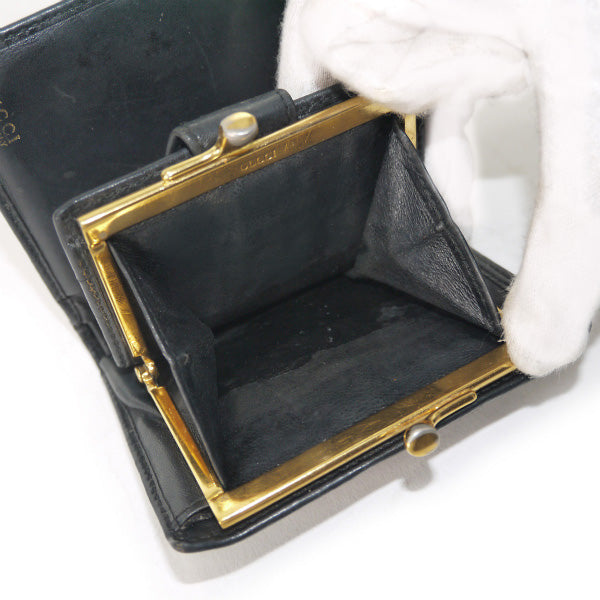 OLD Gucci　総革がま口シェリー折財布（黒）