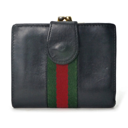 OLD Gucci　総革がま口シェリー折財布（黒）