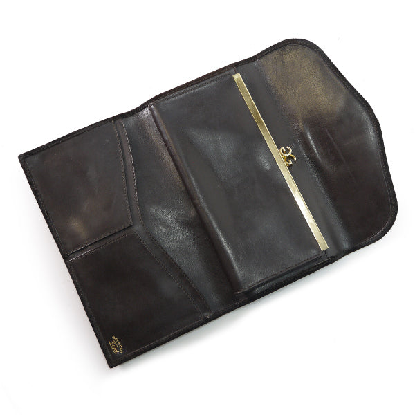OLD Gucci ビット留具がま口スエード長財布（茶）
