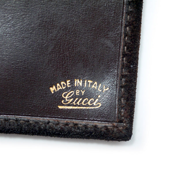 OLD Gucci ビット留具がま口スエード長財布（茶）