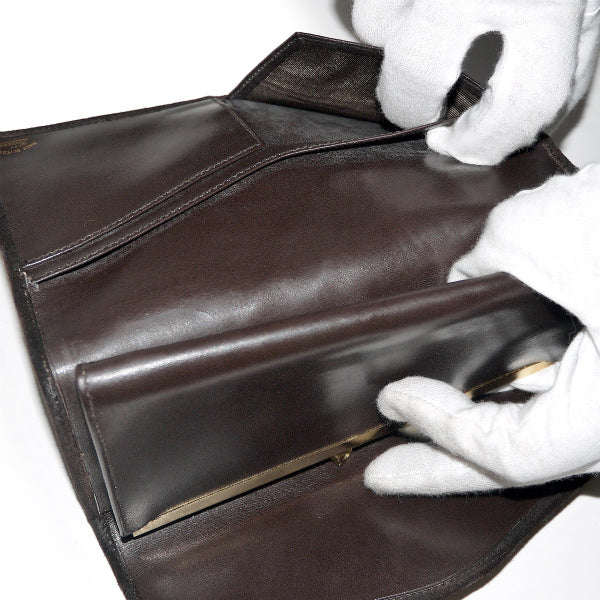 OLD Gucci ビット留具がま口スエード長財布（茶）