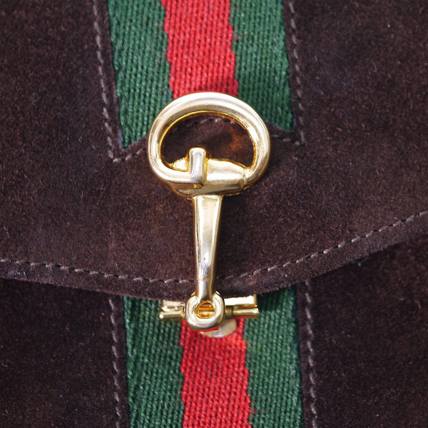 OLD Gucci ビット留具がま口スエード長財布（茶）