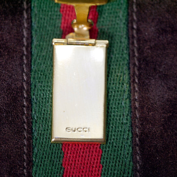 OLD Gucci ビット留具がま口スエード長財布（茶）