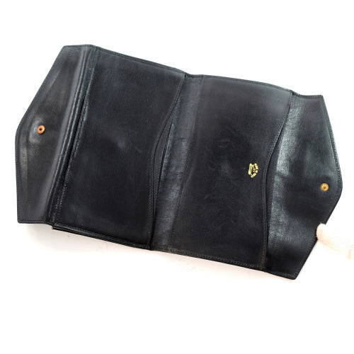 OLD Gucci　総革70s筆記体ロゴ長財布（黒）