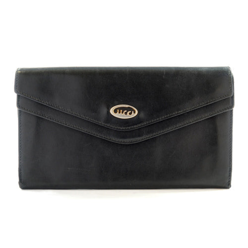 OLD Gucci　総革70s筆記体ロゴ長財布（黒）