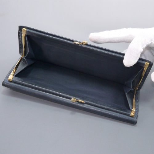 OLD Gucci 総革がま口長財布(ダークネイビー)