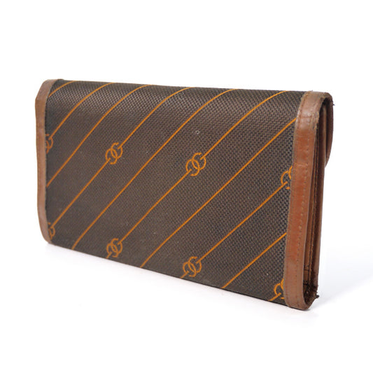 OLD Gucci ピンストライプ"流れ星"長財布（茶）