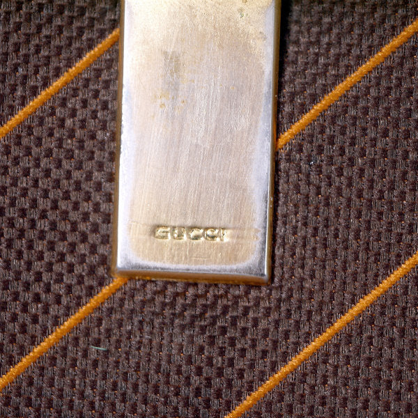 OLD Gucci ピンストライプ"流れ星"長財布（茶）