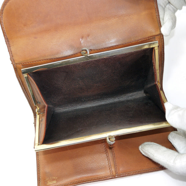 OLD Gucci ピンストライプ"流れ星"長財布（茶）