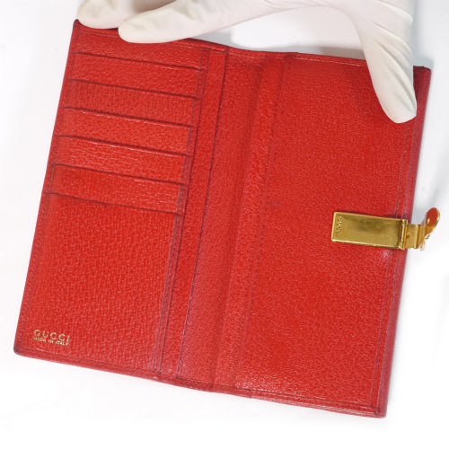OLD Gucci　本革　横長財布（赤）