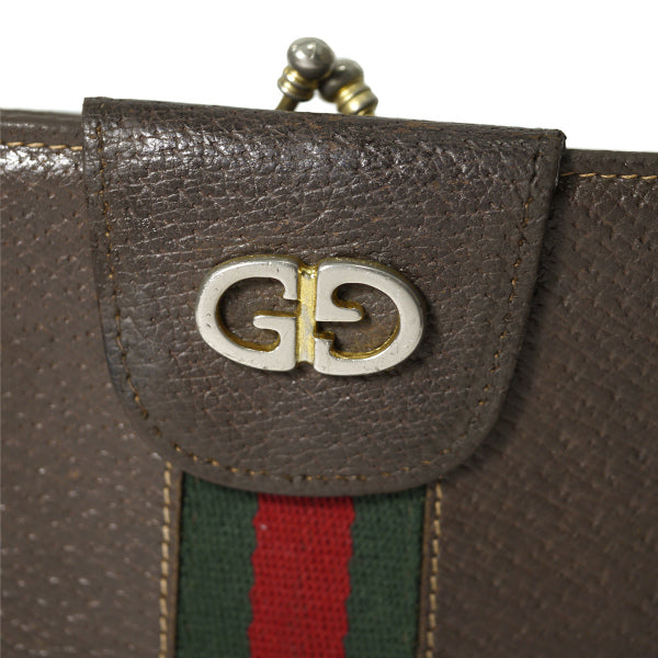 OLD Gucci  総革がま口シェリー長財布（茶）