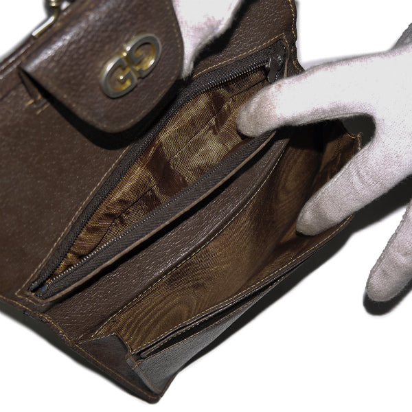OLD Gucci  総革がま口シェリー長財布（茶）