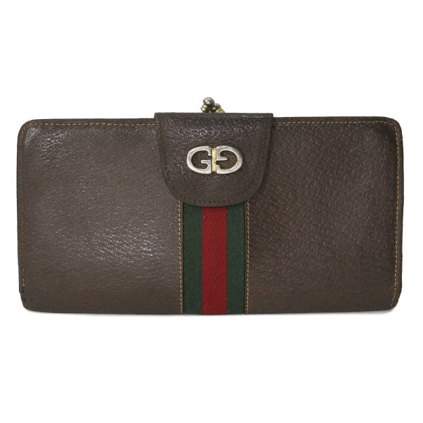 OLD Gucci  総革がま口シェリー長財布（茶）