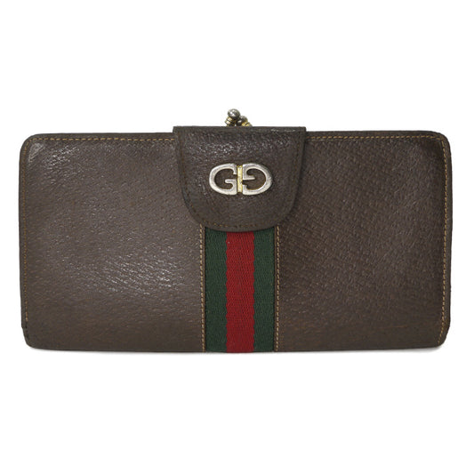 OLD Gucci  総革がま口シェリー長財布（茶）