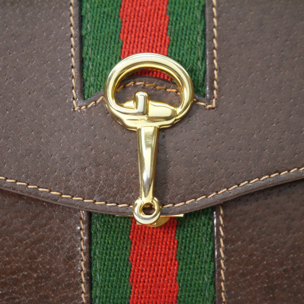 OLD Gucci ビット留具がま口レザー長財布（濃茶）