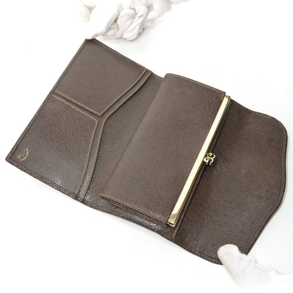 OLD Gucci ビット留具がま口レザー長財布（濃茶）