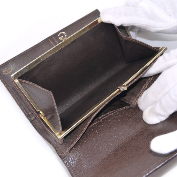 OLD Gucci ビット留具がま口レザー長財布（濃茶）