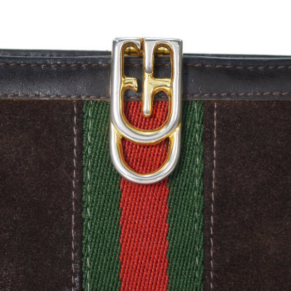 OLD Gucci GG留具スエード長財布（濃茶）