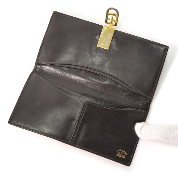 OLD Gucci GG留具スエード長財布（濃茶）
