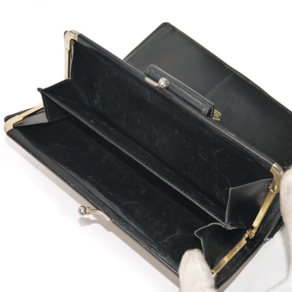 OLD Gucci スクエアGGスエードがま口長財布（濃紺）